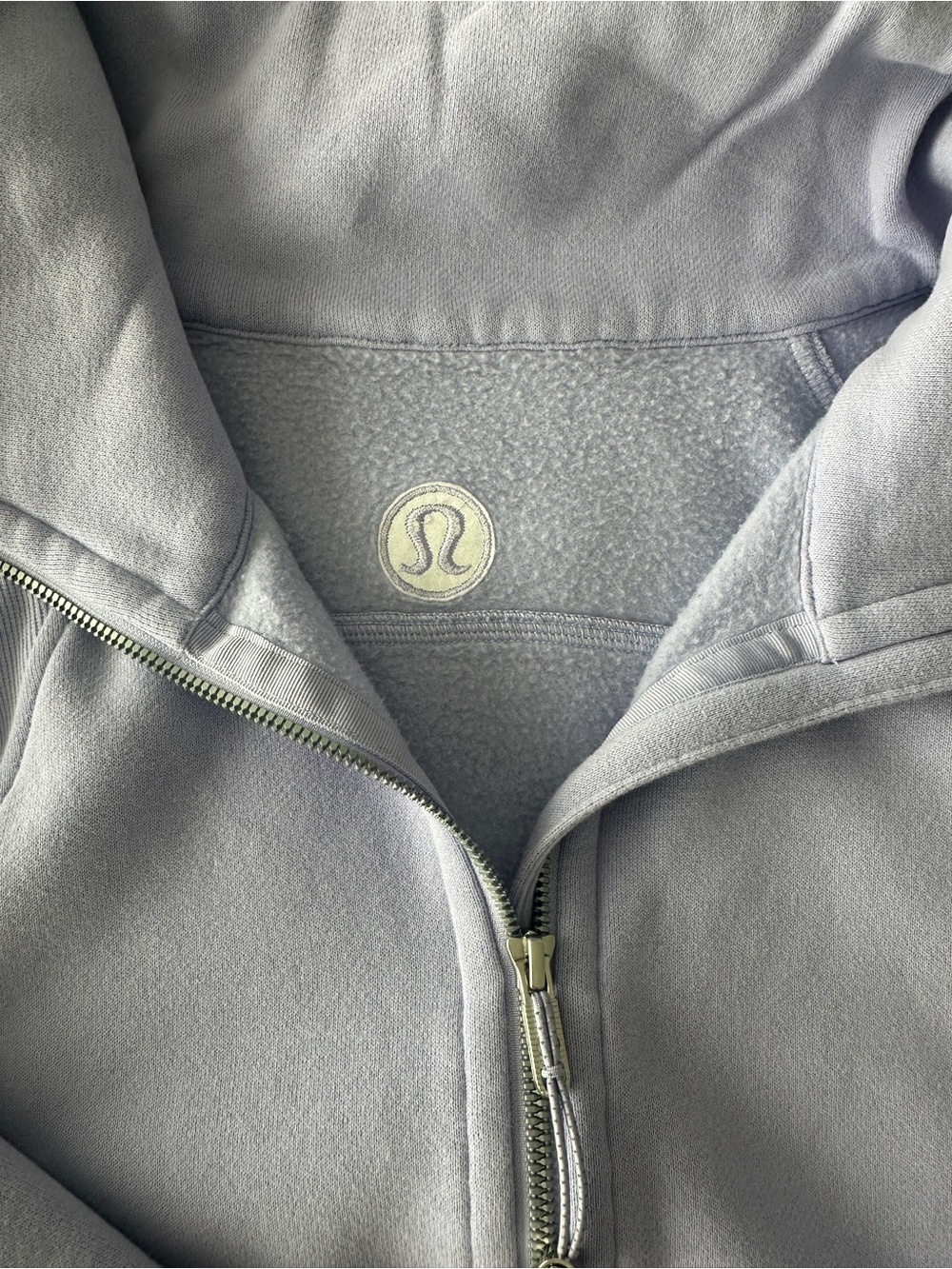 Lululemon scuba oversized funnel neck half zip, lilac smoke, M/L.
